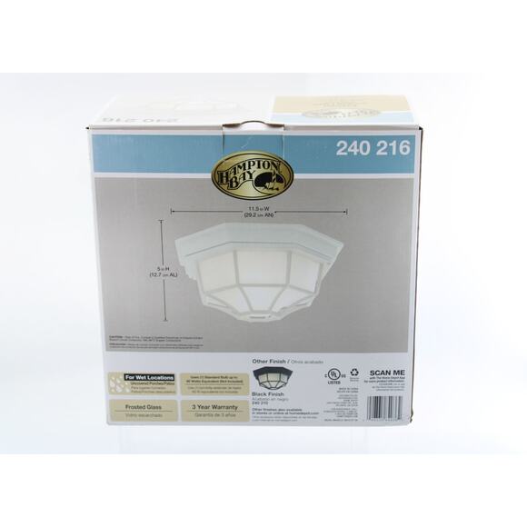 Exterior‎ Ceiling Light Hampton Bay Exterior Ceiling Light White Finish 240 216 - Picture 8 of 12